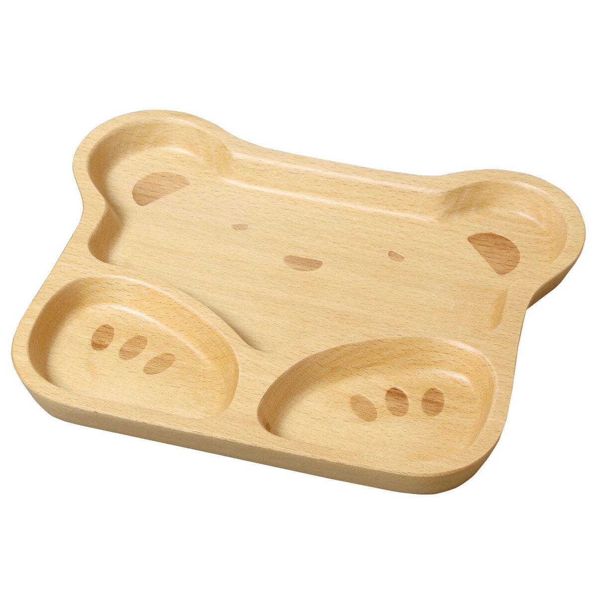 ランチプレート 24.5cm 子供用 くま 木製 ブナ ( ランチ皿 仕切り皿 子供用食器 子ども用 天然木 キッズ ジュニア アニマル 動物 クマ 軽い 割れ...