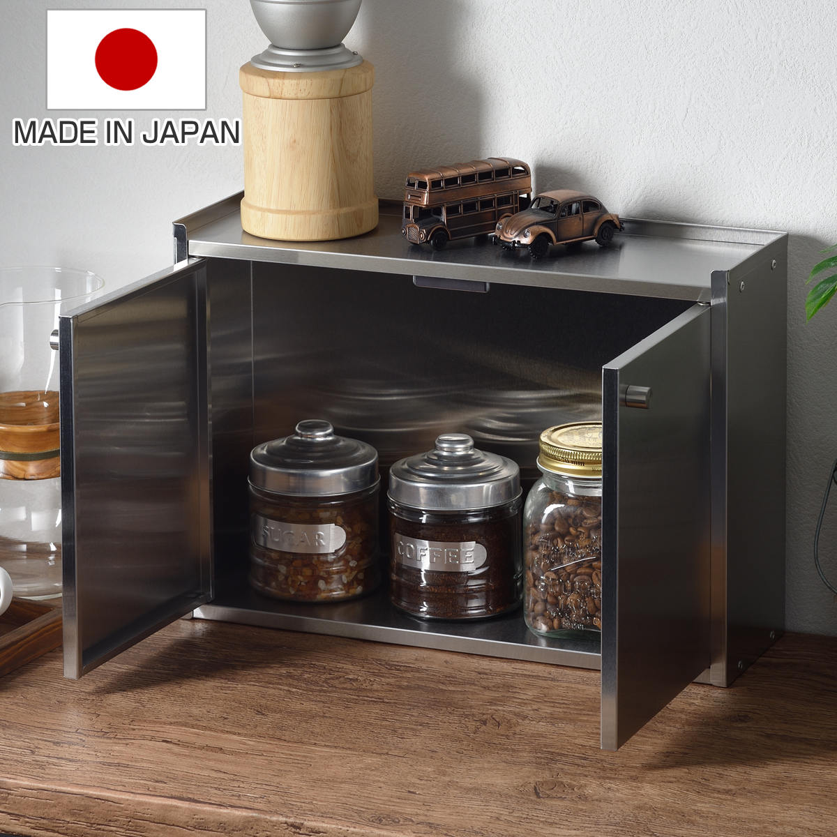 調味料ラック かんのん開きのステンレス製スパイスラック ステンレス Hi! （ 日本製 スパイスラック ハイ 観音開き ステンレス製 調味料入れ キッチンラック 調味料収納 ラック 収納 収納ケース キッチン ）【3980円以上送料無料】