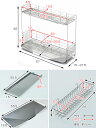 水切りラック シンクサイド 幅の広がる2段水切り 幅15cm×奥行57cm （ 日本製 ステンレス カトラリーポケット付き シンク上 スリム 2段 伸縮 水切りかご 水切り 大容量 水切りカゴ ステンレス水切り 水切りバスケット 水が流れる ）【3980円以上送料無料】 2