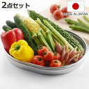 ザル&トレー2点セット 食道楽 小判型 ステンレス製 日本製 盆ザル&トレーセット ( ざる トレイ 浅型ザル 盆ざる 野菜 水切り 盛り付け道具 盛り付け皿 下ごしらえ用品 キッチンツール )【3980円以上送料無料】