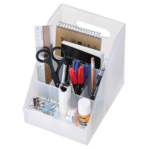 小物収納 プラスチック 卓上収納 MX-01 A6 サイズ 収納ボックス 日本製 ( 収納 小物 小物入れ ペン立て 仕切り付き 小物ボックス付き デスク収納 ...