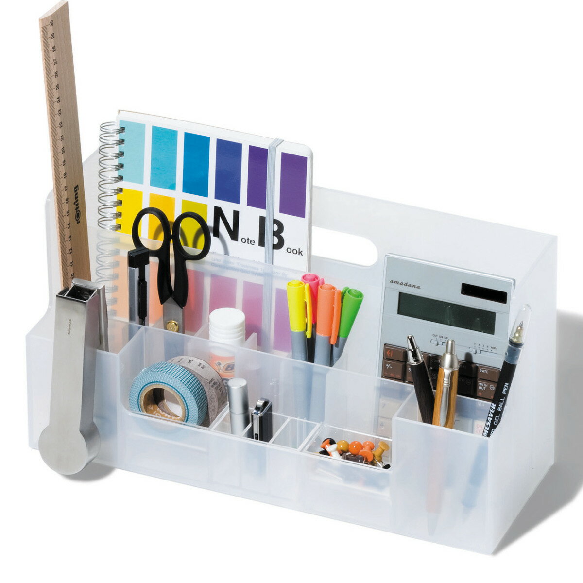 小物収納 プラスチック 卓上収納 MX-03 A4 ヨコ サイズ 収納ボックス 日本製 ( 収納 小物 ペン立て 仕切り付き 小物ボックス付き デスク収納 文房...