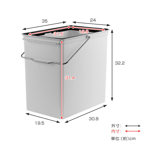 ゴミ箱 17L カスタムペール 本体のみ 浅型 （ 17リットル 17l カスタム ペール ダストボックス シンプル 蓋なし プラスチック製 分別ゴミ箱 分別ごみ箱 おしゃれ お洒落 オシャレ 無地 袋止め付き ）【3980円以上送料無料】