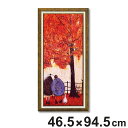 アートパネル サムトフト 『オータム』 46.5×94.5cm ( 絵画 絵 アート インテリア 額 額入り 壁掛け 犬 動物 紅葉 秋 縦 ポスター アートフ...