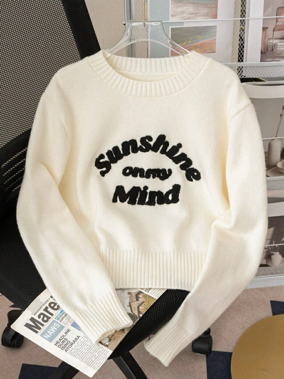 【スーパーSALE限定1980円】最強配送 刺繍ロゴニット オフホワイト レディース ニットトップス セータ..