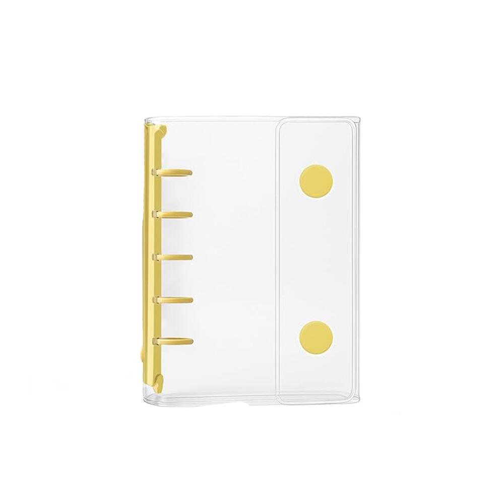 シール帳 透明 M5サイズ はがせる シール バインダー シール手帳 5穴 内ポケットは付 ポケットサイズ【バインダー×1個 透明リフィル（3層構造）×20枚 白紙交換用ページ×20枚 プラバン×2枚】 かわいい 3Dシール対応 シール収納 推し活グッズ コンパクトサイズ 黄色