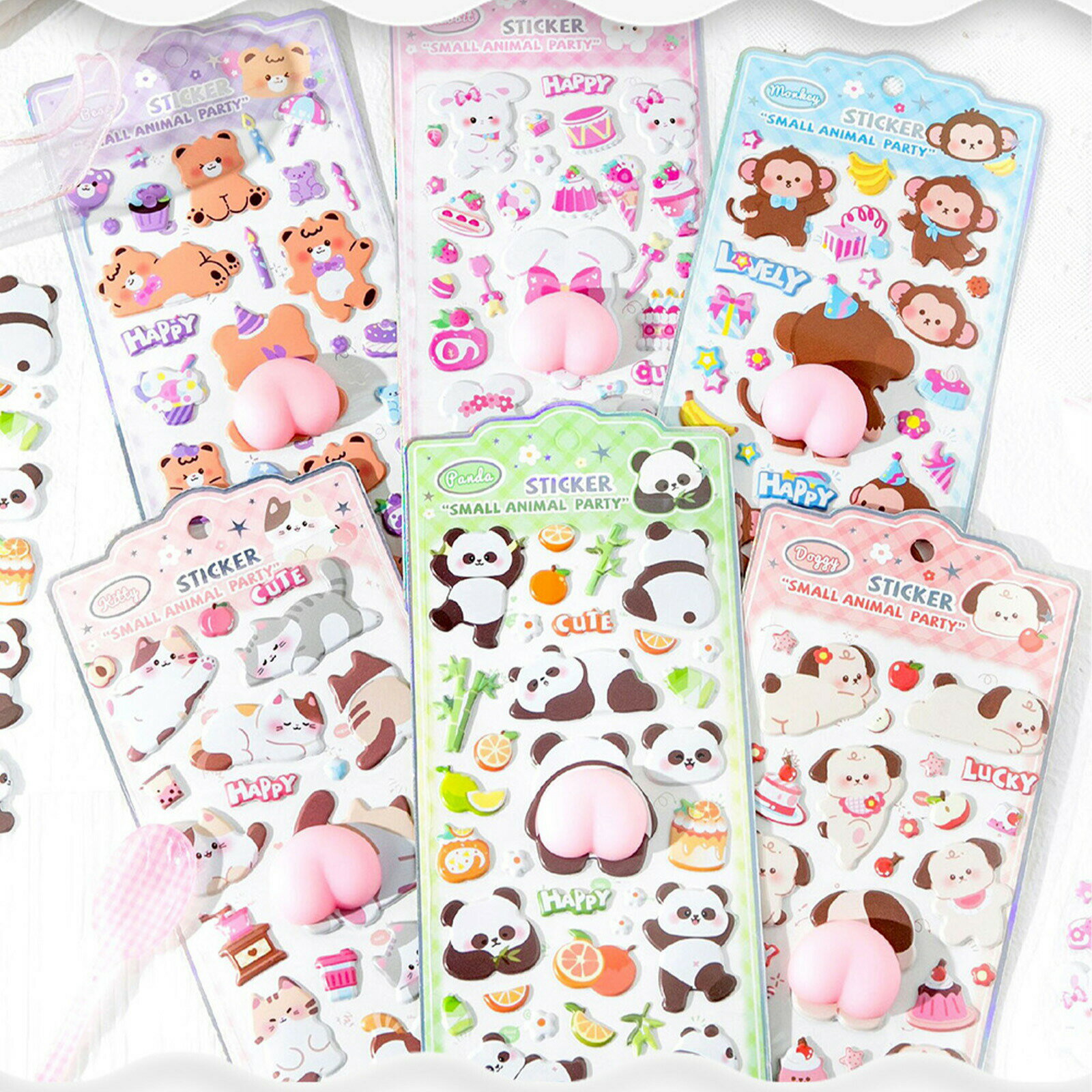 ステッカー Sticker-L 90枚 でかいおしり ぷくぷく 立体シール デコシール 手帳 立...