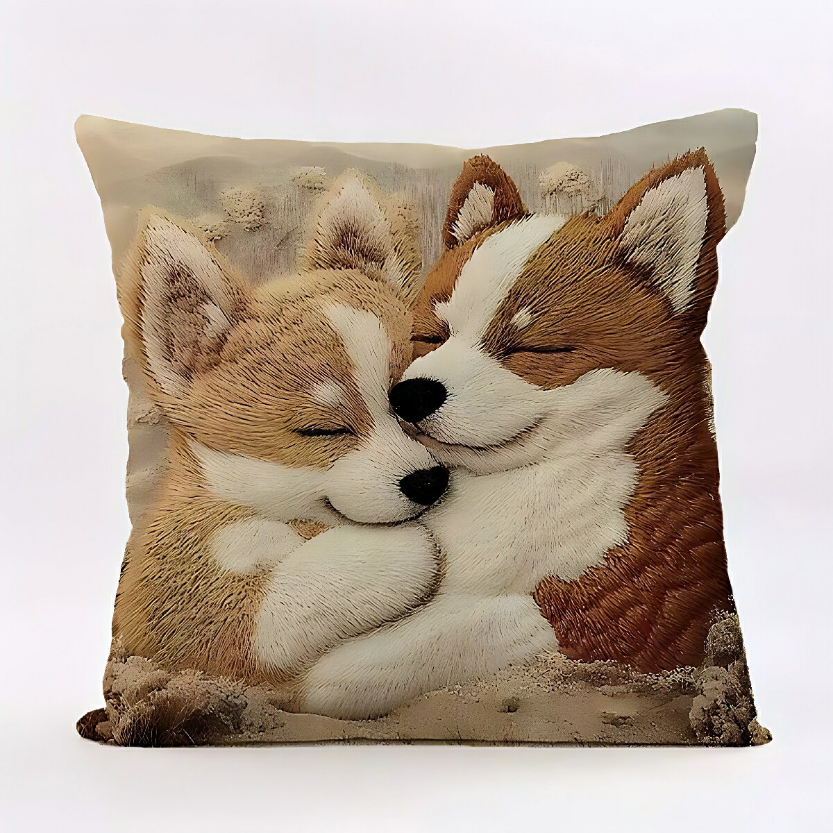 カラフルホームの3枚セットクッションカバー 45×45cm 可愛い動物 リネン風 コーギー ビションフリーゼ 小鳥 北欧風 おしゃれ ソファ用 抱き枕カバー インテリア 洗える 四季通用（※中身なし）｜アングル2