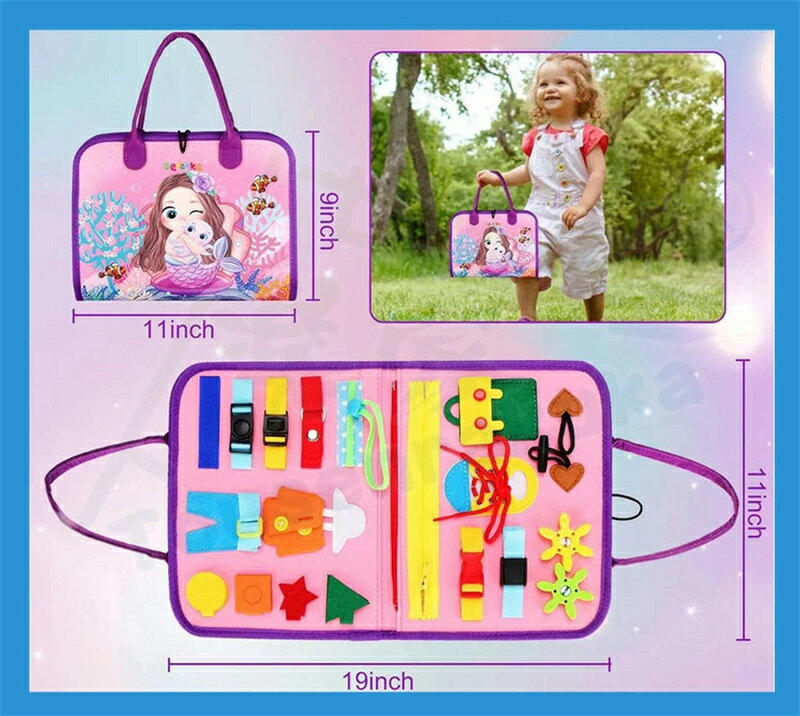 パズルおもちゃ モンテッソーリ おもちゃ 紐通し おもちゃ ビジーボード ひもとおしおもちゃ お着替えの練習靴ひもとおしおもちゃ幼児教育指先の知育 フェルトおもちゃ 知育バッグ子どもの発達 アルファベットパズル ABC 時計勉強 3