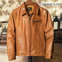 新入荷☆シープスキン 60'sカフェレーサー シングルライダース レザージャケット キャメルブラウン オイルレザー 牛革(3)