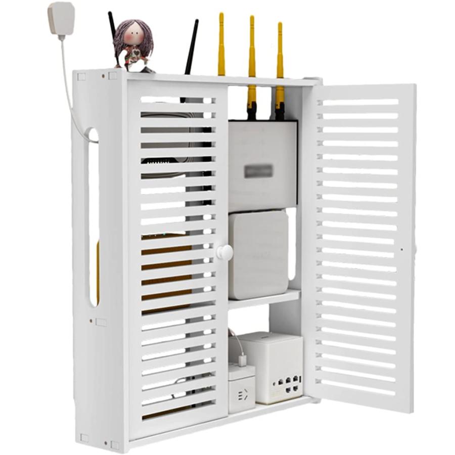 壁掛けラック フローティングシェルフソリッドルーターシェルフ壁掛けルーターボックスソケットシール..