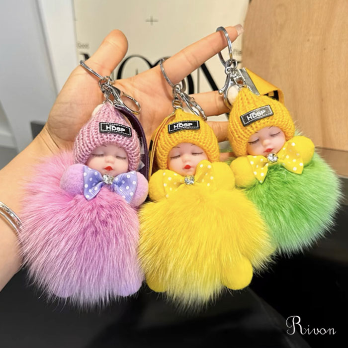 ドール毛玉キーホルダー 毛玉ドールキーホルダー パーツ ぬいぐるみ キーホルダー ネイルパーツ ぬいぐ..