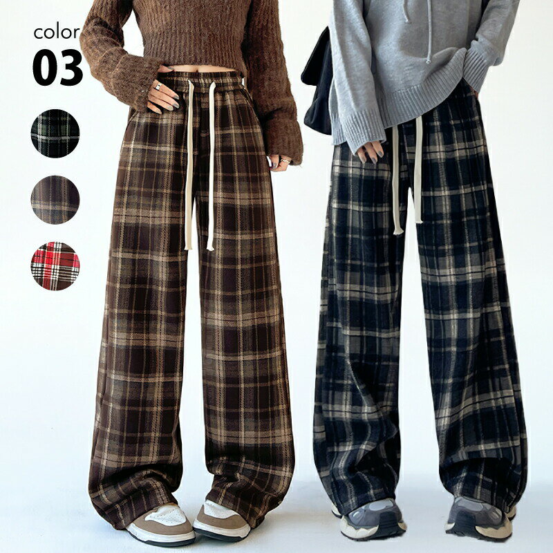 きれいめかわいいイージーパンツチェ...