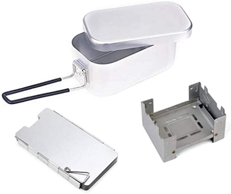 アルミ飯盒 固形燃料ストーブ 風除板 (9枚)の豪華3点セット バフ研磨済み メスティン 飯ごう ウインドスクリーン キャンプ用品 アウトドア キャンプ 魚釣り 登山 サバイバル 災害時に大変便利!