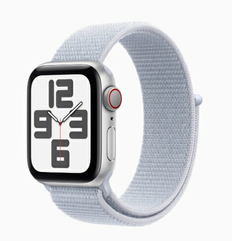 「+2倍ポイント・新品」Apple Watch SE (GPS + Cellularモデル) - 40mmシルバーアルミニウムケース MXGE3J/A + ブルークラウドスポーツループ 4549995515602