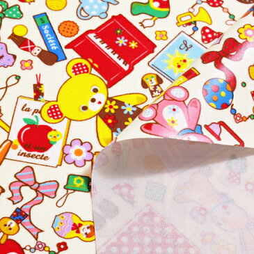 商用利用可 生地 ラミネート 生地 カラフル 女の子 レトロポップな私の宝箱☆ ラミネート(厚み0.1mm)生地