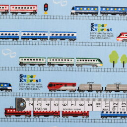 商用利用可 生地 ラミネート つや消し 生地 スカイ 男の子 超特急ドリームエクスプレス（スケアー地・ライトブルー） ラミネート（厚み0.08mm）生地　