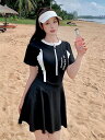 レディース水着 競泳水着 練習用 ィー水着ジャンパー着 ハーフ スパッツ ダイエット 健康 胸パッド付き フィットネス スイムウェア 小胸 バスト 盛れる 大人...