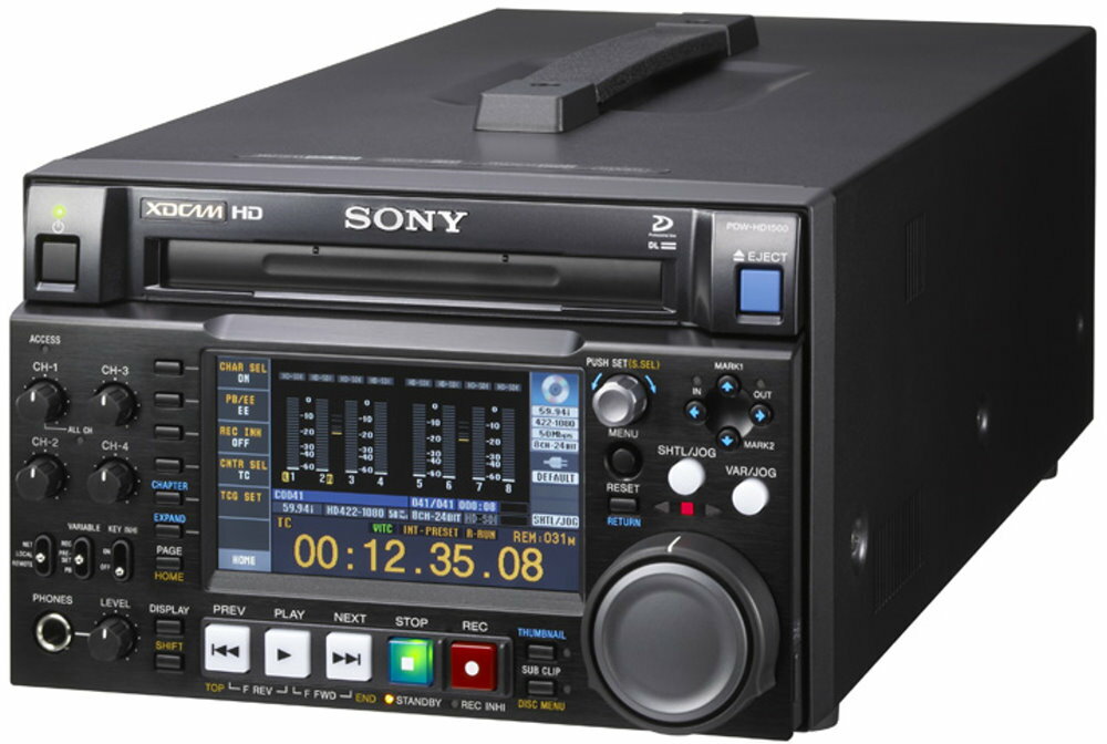 XDCAM HD422レコーダー SONY PDW-HD1500 デュアル光学ピックアップ搭載、ハーフラックサイズ