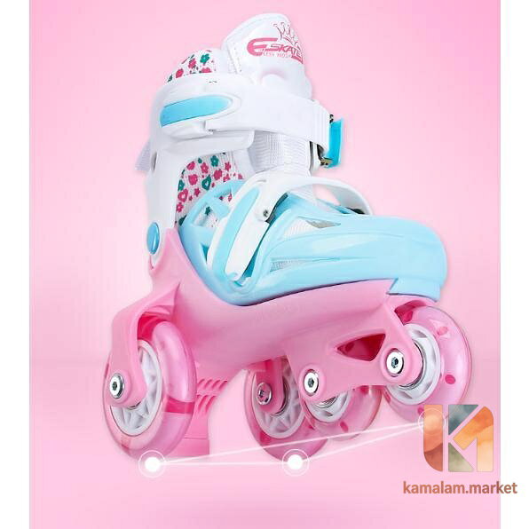 kamalam.marketのインラインスケート ローラーブレード ローラースケート 初心者向け フィットネス 子供 キッズ ジュニア用 ウィールが光付属 7点セット｜アングル3