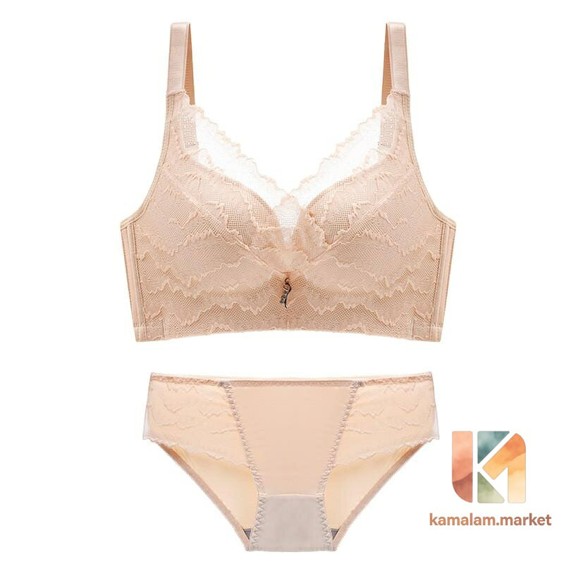 kamalam.marketのショーツセット レディース ブラジャー ノンワイヤー ブラセット 美胸 ブラショーツセット 谷間 下着 女性 上下セット レース｜アングル2