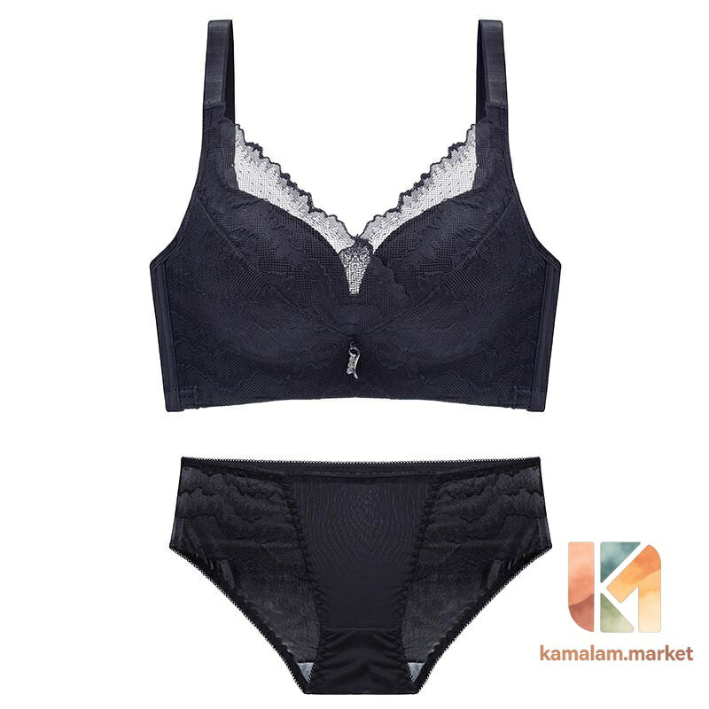 kamalam.marketのショーツセット レディース ブラジャー ノンワイヤー ブラセット 美胸 ブラショーツセット 谷間 下着 女性 上下セット レース｜アングル3