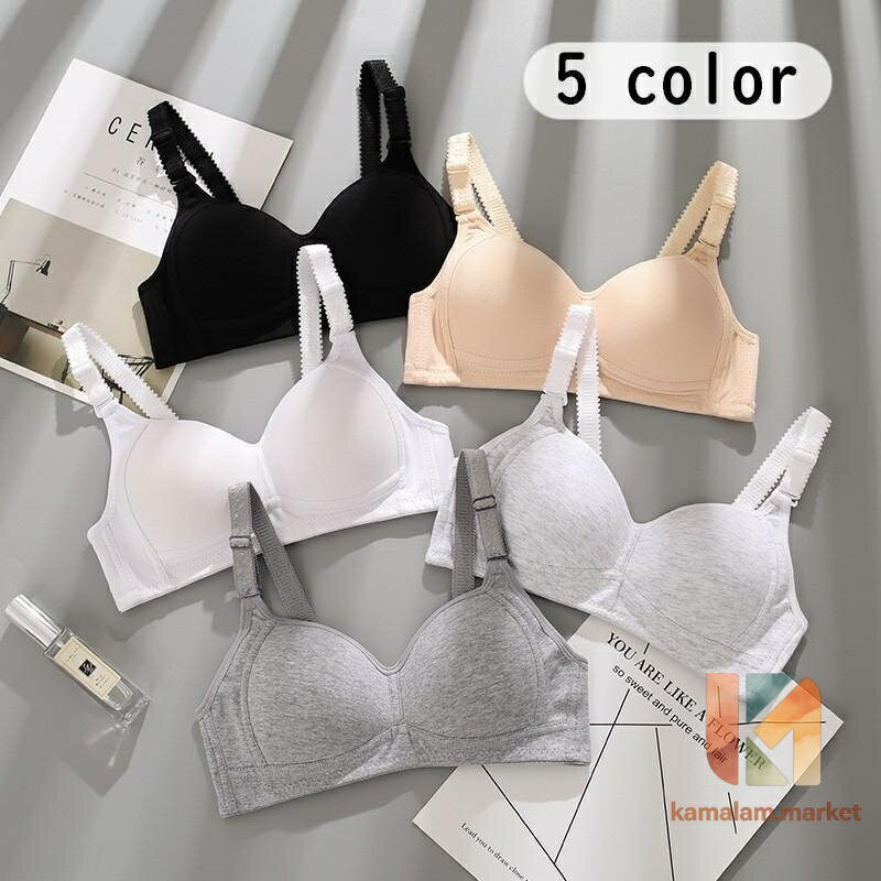 ブラジャー ジュニア レディース インナー 中学生 高校生 女の子 下着 単品 3/4カップ ノンワイヤー パッド入り 3列 3段ホック 無地 シンプ
