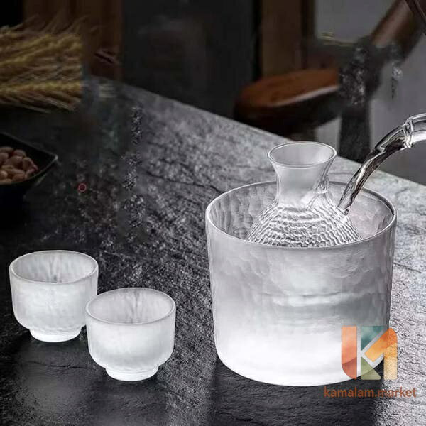 ガラス 酒器セット セット 6点セット半透明 クリア 熱燗器 冷酒 おちょこ 熱燗 お...