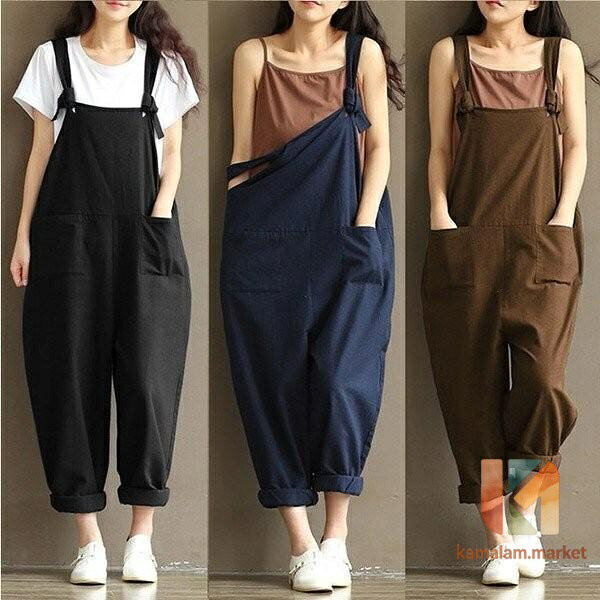 【楽天スーパーSALE】サロペットパンツ　レディース　大きいサイズ　オールインワン　オーバーオール　ワイドパンツ　春夏　普段着　着痩せ お洒落 カジュアル