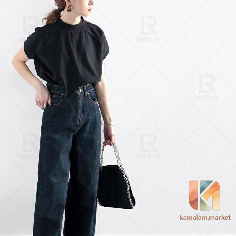 レディース ス ブラウス プイハイネック Tシャツ カットソー 綿 半袖 4色 夏 シンプル カジュアル 涼しい オリジナル 通勤 大人 colors369-10009961 kamalam.market サンプル画像2