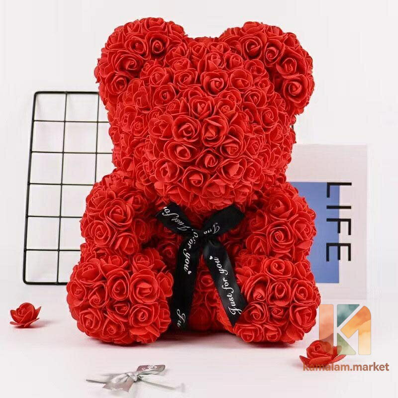 【楽天スーパーSALE】バレンタイン フラワーベア(Bear Flower ) 25/40cm 誕生日 バラ 薔薇 ソープフラワー 枯れない花 フラワー ベア 造花 ギフト