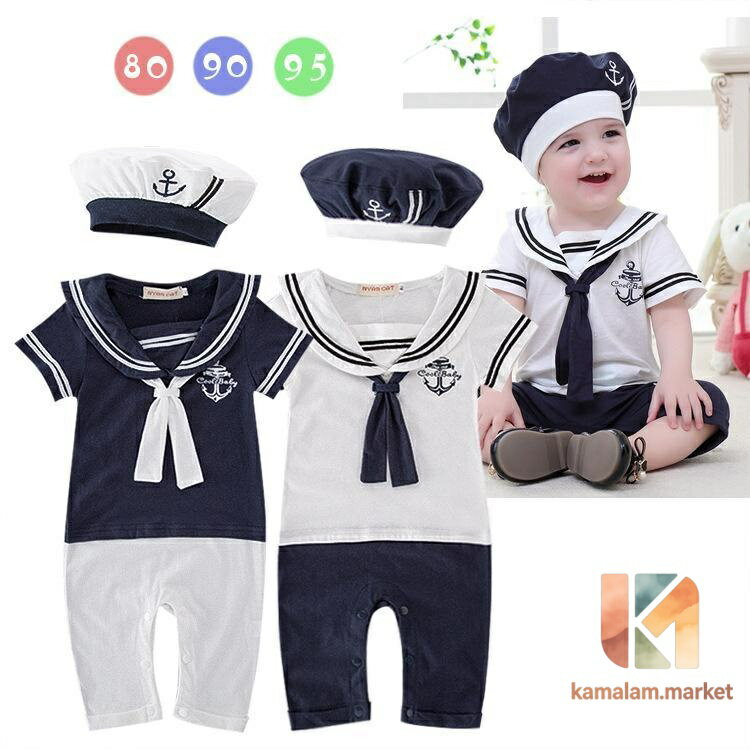ベビー 服 半袖 男の子 女の子 ロンパース カバーオール ベビー 赤ちゃん服 水兵さ...