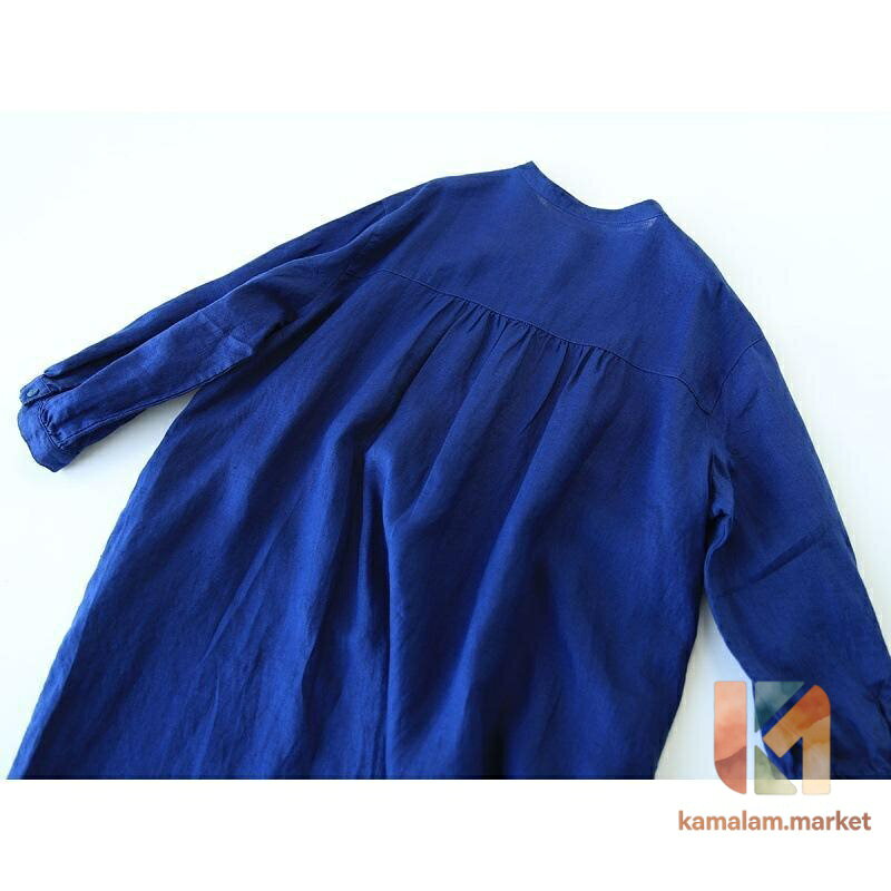 【楽天スーパーSALE】ワンピース レディース マキシワンピース シンプル 長袖 綿麻 ロングシャツ ロングtシャツ uvカット 体型カバー お洒落 着痩せ カジュアル colors369-10019815 kamalam.market サンプル画像2