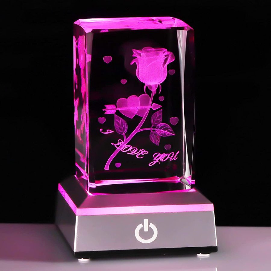 誕生日 女性人気 母親 妻 彼女 永遠の花 プレゼント【正規品】K9クリスタルバラの花 スLEDライトベースUSB充電