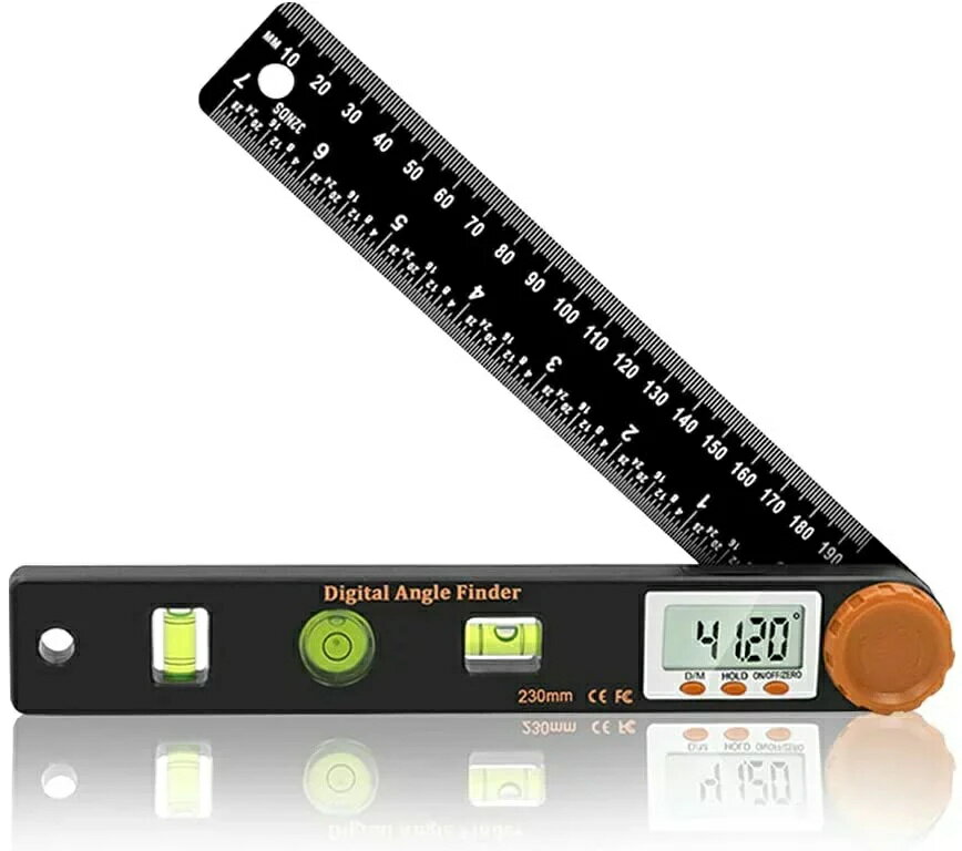デジタルレベル 分度器0〜360&deg; 4 in 1 水準器 LCDディスプレイ 水平器 シンワ測定 ゴニオメーター 角度計 ジタル傾斜計 距離測定器 ロック機能搭載