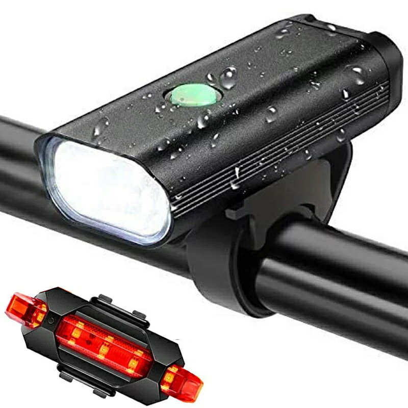 自転車ライト 400ルーメン 高輝度 USB充電式 LED ライト 1200mAh容量電池 IPX6防水 自転車用シートクランプ付き 懐中電灯