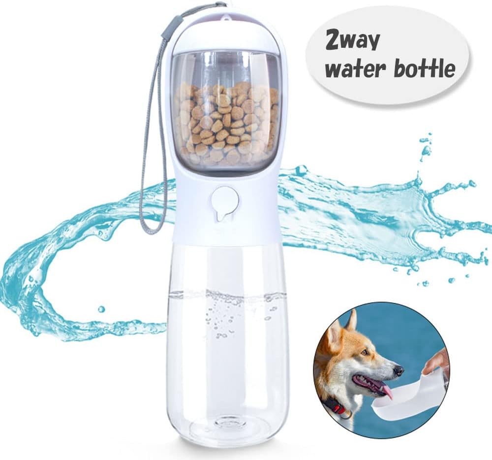 ペット ウォーターボトル 2way 水 えさ 携帯用水飲みボトル ペット用品 軽量 ペット給水器 犬グッズ 水飲み 水分補給 便利 犬 猫 給水 水筒 ペットボトル 散歩 おやつケース お出掛け 持ち運び 旅行 ドライブ 漏れ防止 ロック機能 (Mサイズ)