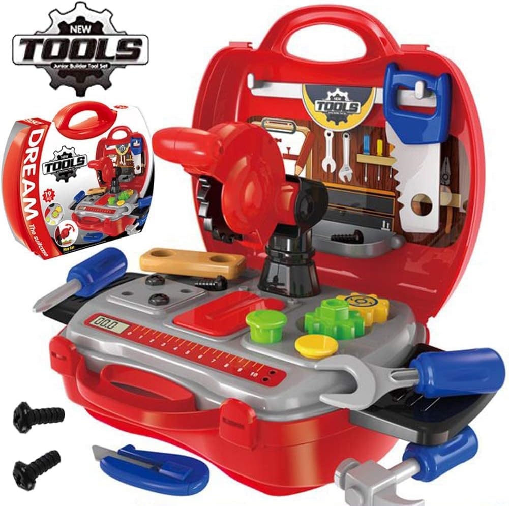 おままごと 大工さん 工具セット 工具おもちゃ 男の子向け 組立て 玩具 ごっこ遊び ツール工具箱 収納トランクセット レッド