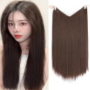 HAPVITAL エクステ ヘアエクステンション ヘアエクステ ピン で 簡単装着 ワンタッチ 付け毛 ポイントウィッグ ロング ストレート 仮装 日常 超自然 漫画 サイドあり (ライトブラウン)