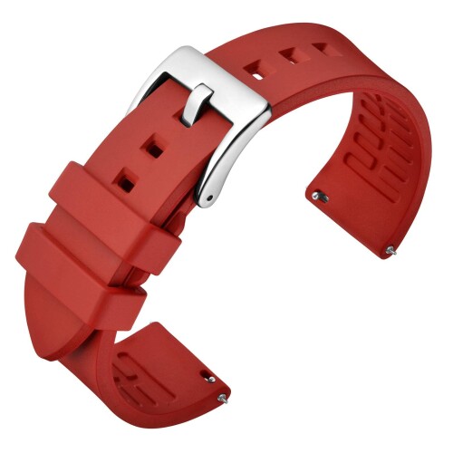 (ANNEFIT) フルオロラバー時計バンド 21mm フッ素ゴム腕時計ベルトQuick Release レッド (ANNEFIT) フルオロラバー時計バンド 21mm フッ素ゴム腕時計ベルトQuick Release レッド