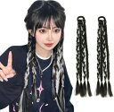 GIGIBO ヘアエクステ 四つ編み カラー エクステ 編み込み 娘 ダンス 発表会 キッズ イベント エクステ ンション ポニーテール 付け毛 ツインテール ...