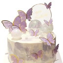ケーキトッパー 誕生日ケーキ 飾り ハッピーバースデー 飾り付け 紫 蝶 ケーキ挿入 ケーキインサート バースデーケーキ デコレーションセット 果物 お菓子 お弁当用 お誕生日 お祝い ウ