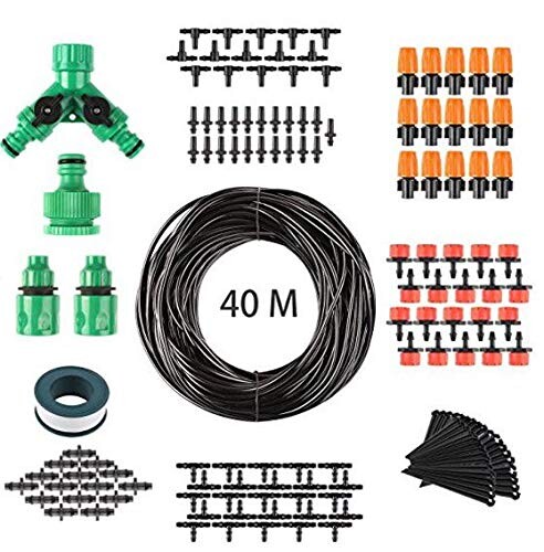 Yosoo 灌漑システム 噴霧ノズル 40M 灌漑システム ガーデン灌漑キット 水やりタイマー 熱中症対策 噴霧ノズル 給水システム セット DIY ドリップ灌漑システム 自動スプレー 散水用具 散水