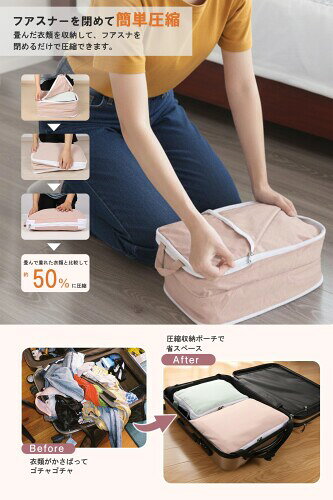 TABITORA(タビトラ) トラベルポーチ 圧縮バッグ 収納ポーチ スーツケース整理用インナーバッグ アレンジケース 衣類 パッキング オーガナイザー 圧縮 仕切り軽量 旅行 便利グッズ 小物整 colorsstore-10444117 カラーズストア サンプル画像3