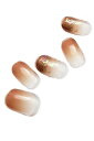 S&K NAIL ライト ブラウン グラデーション & グリッター ネイルシール 貼るだけ 硬化不要 硬化タイプ 硬化 シンプル 茶色 秋 冬 手 8サイズ20枚入り ハロウィン 日本製