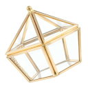 POPETPOP ゴールド ガラス ジュエリーボックス 五角形 幾何学的なガラス容器 多肉植物 フラワーポット 密閉容器 結婚式 リング ネックレス 装飾ボックス