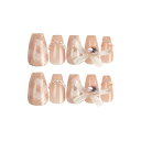 手作り ネイルチップ 3D爪 プレイド 人気 ネイルチップ ショート 10枚入 100% handmade nails ハート柄 ちょうネクタイ 可愛 付け爪(M)