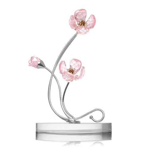 LONGWIN クリスタルバイオレットの花の小さな彫刻ガラスの結婚式の花束コレクション小さな彫刻の装飾クリスタルの花の家の装飾-バレンタイン、母の日の贈り物のアイデア