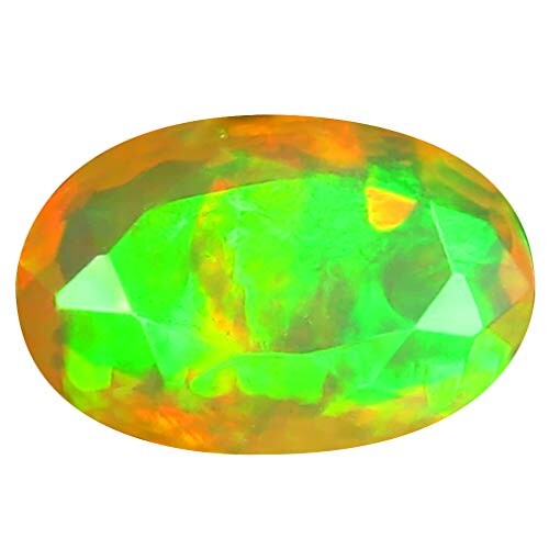 レインボーオパール ルースストーン 2.00 ct AAA+ Grade Faceted Oval Cut (11 x 8 mm) Un-Heated Ethiopian Rainbow Opal Genuine Loose Gemstone