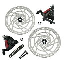 RIDEREVER MCX-2 Flat Mount Dual-piston Mechancial Disc Brake Set w/ 160mm Rotors, Black x Red, RD2321
